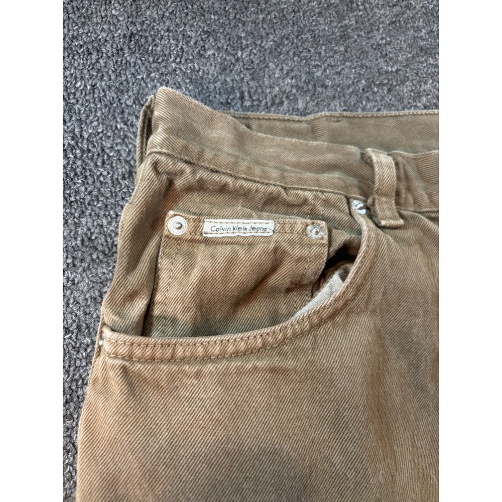 Calvin Klein Jeans Mens 38x29 Khaki Tan Cotton Straight Leg Denim Pants 0039 - Picture 4 of 8